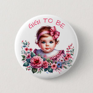 Badge Rond 5 Cm Baby shower vintage de la petite fille   Gigi