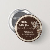 Badge Rond 5 Cm Baby shower Wild One Safari Giraffe (Devant & derrière)