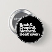 Badge Rond 5 Cm Bach, Chopin, Mozart et Beethoven (Devant & derrière)