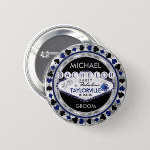 Badge Rond 5 Cm Bachelor Party Poker Chips - Bouton bleu foncé