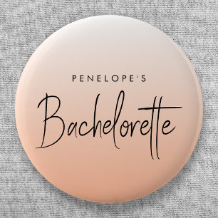 Badge Rond 5 Cm Bachelorette   Coral Ombre Elegant Peach