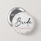 Badge Rond 5 Cm Bachelorette florale de mariée (Devant & derrière)