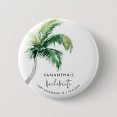 Badge Rond 5 Cm Bachelorette Party Aquarelle Tropicale Palm Tree (Devant)