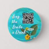 Badge Rond 5 Cm Bachelorette Tropical Code QR Acheter un verre (Devant)