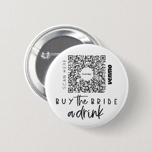 Badge Rond 5 Cm Bachelorette Venmo Code QR Acheter La Mariée A Boi (Devant & derrière)