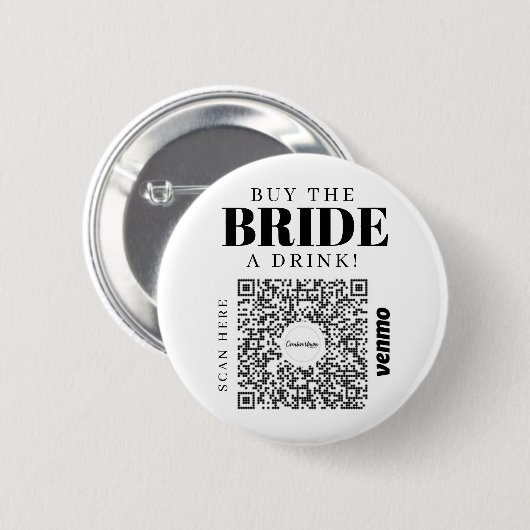 Badge Rond 5 Cm Bachelorette Venmo Code QR Acheter La Mariée Un Ve (Devant & derrière)