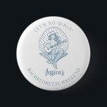 Badge Rond 5 Cm Bachelorte plage de cowgirl côtière<br><div class="desc">Bachelorette week-end de fête,  personnalisée avec votre nom,  avec une femme sur le thème de la cowgirl côtière. Idéal pour votre bachelorette à la plage.</div>