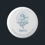 Badge Rond 5 Cm Bachelorte plage de cowgirl côtière<br><div class="desc">Bachelorette week-end de fête,  personnalisée avec votre nom,  avec une femme sur le thème de la cowgirl côtière. Idéal pour votre bachelorette à la plage.</div>
