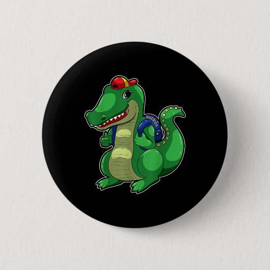 Badge Rond 5 Cm Back To School Cute Crocodile Funny Croc Backpack  (Devant)
