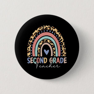 Badge Rond 5 Cm Back To School Rainbow Leopard