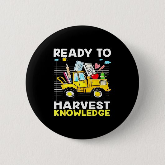 Badge Rond 5 Cm Back To School Teacher Farming Tractor Farmer Kids (Devant)