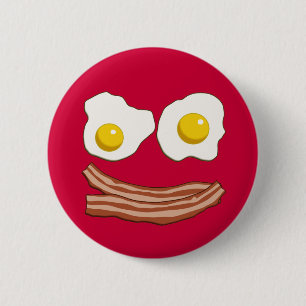 Badge Rond 5 Cm Bacon et bouton Oeufs