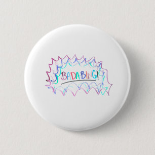 Badge Rond 5 Cm Badabing   Doodle d'effacement sec minimal tiré à 