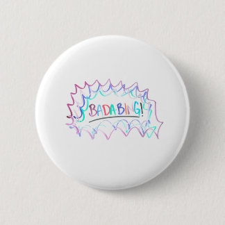 Badge Rond 5 Cm Badabing | Doodle d'effacement sec minimal tiré à 