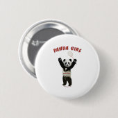 Badge Rond 5 Cm Badminton de fille de panda (Devant & derrière)