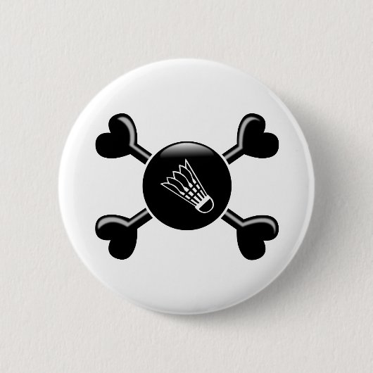 Badge Rond 5 Cm Badminton d'os croisés (Devant)