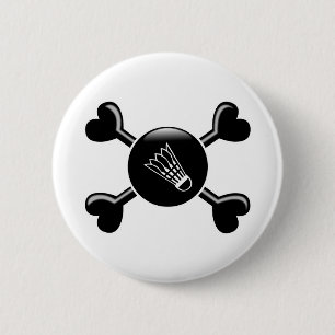 Badge Rond 5 Cm Badminton d'os croisés