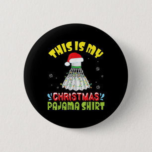 Badge Rond 5 Cm Badminton Et Costume De Père Noël Neige C'est Mon