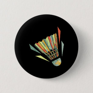 Badge Rond 5 Cm Badminton Et Volant