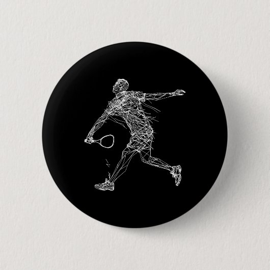 Badge Rond 5 Cm Badminton Player Drawing Shuttle Game For Boys  (Devant)