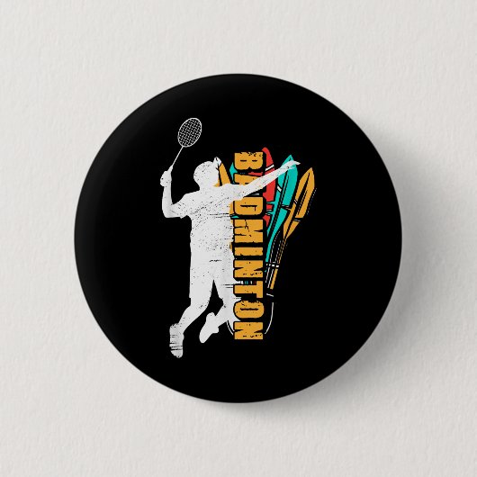 Badge Rond 5 Cm Badminton Player _ Shuttle Racket _ Badminton (Devant)