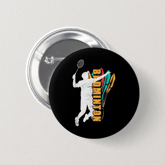 Badge Rond 5 Cm Badminton Player _ Shuttle Racket _ Badminton  (Devant & derrière)