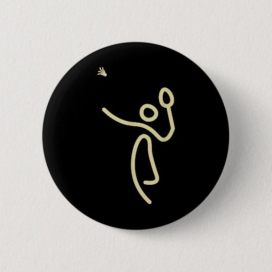 Badge Rond 5 Cm Badminton Stick Man – Shuttle Gift Idea (Devant)