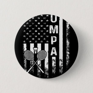 Badge Rond 5 Cm Badminton Umpa Drapeau Américain Noël Vintage Xma