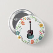 Badge Rond 5 Cm Bague de fleurs de guitare (Devant & derrière)