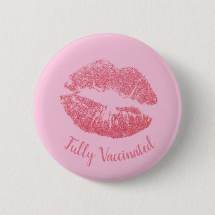 Badge Rond 5 Cm Baguette à lèvres rose jolie Vacciné