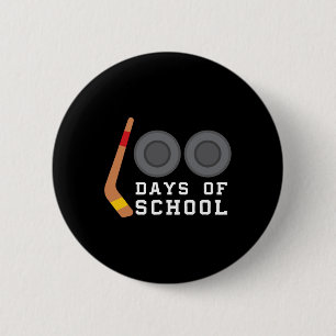 Badge Rond 5 Cm Baguette De Hockey 100 Jours D'Enseignant Garçon D