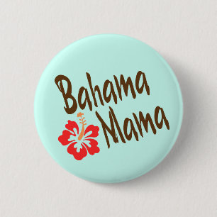 Badge Rond 5 Cm Bahama Mama design avec fleur Hibisucus