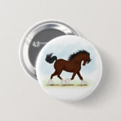 Badge Rond 5 Cm Baie Clydesdale Horse (Devant & derrière)