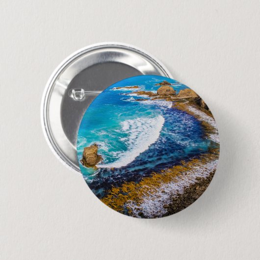 Badge Rond 5 Cm Baie De Roaring À Nugget Point (Devant & derrière)