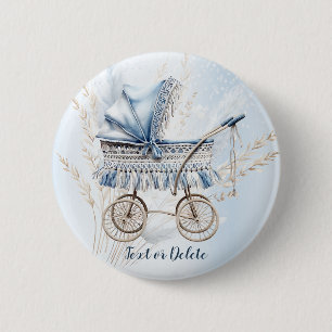 Badge Rond 5 Cm Baignoire Bleue Bleu Flore Belle