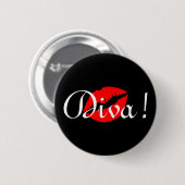 Badge Rond 5 Cm Baiser de diva rouge (Devant & derrière)