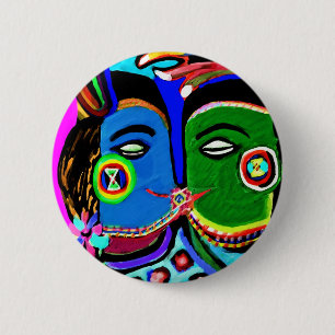 Badge Rond 5 Cm Baiser passionné - style vintage d'art de caverne
