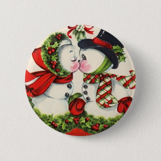 Badge Rond 5 Cm Baiser vintage de Crhistmas (Devant)