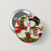 Badge Rond 5 Cm Baiser vintage de Crhistmas (Devant & derrière)