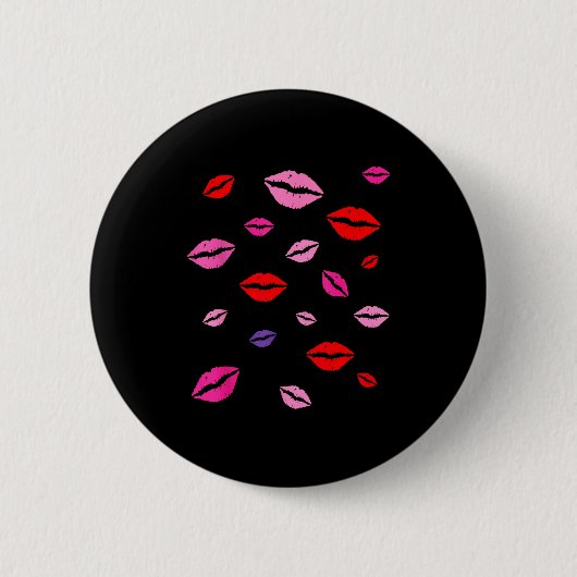 Badge Rond 5 Cm Baisers Peints sur les Lèvres. (Devant)