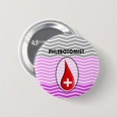 Badge Rond 5 Cm Baisse rose de sang de Phlebotomist Chevron (Devant & derrière)