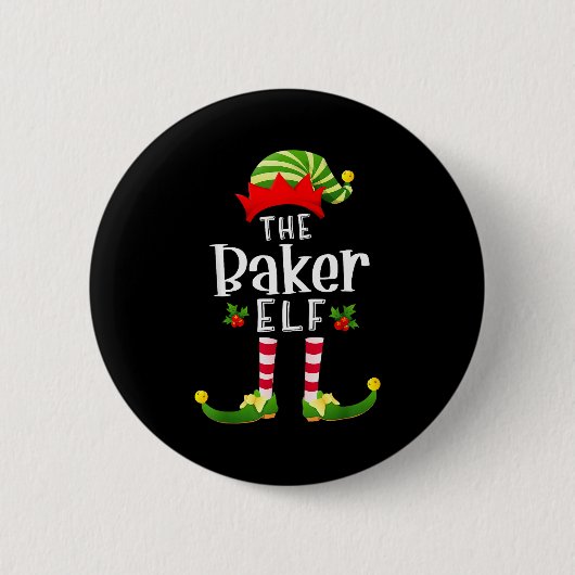 Badge Rond 5 Cm Baker Christmas Elf Matching Pajama X-mas Party (Devant)