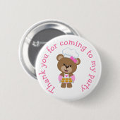 Badge Rond 5 Cm Baking Bear Anniversaire fête 'Merci pour venir' (Devant & derrière)
