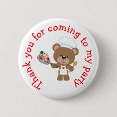 Badge Rond 5 Cm Baking Bear Anniversaire fête 'Merci pour venir' (Devant)