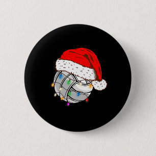 Badge Rond 5 Cm Bal de volley-ball de Noël Santa Hat Funny Sport X