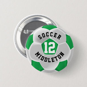 Badge Rond 5 Cm Bal sportif de football vert et blanc