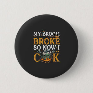 Badge Rond 5 Cm Balai Casse Chaudron Halloween Crânes Chat Noir_1