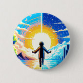Badge Rond 5 Cm Balance des mondes - Futuriste Pixel Art Tech (Devant)