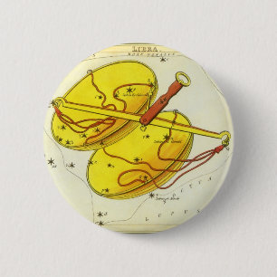 Badge Rond 5 Cm Balance zodiacal de la Balance Constellation Vinta