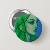 Badge Rond 5 Cm Balanis, dryad, feuilles verts, déesse forestière, (Devant & derrière)